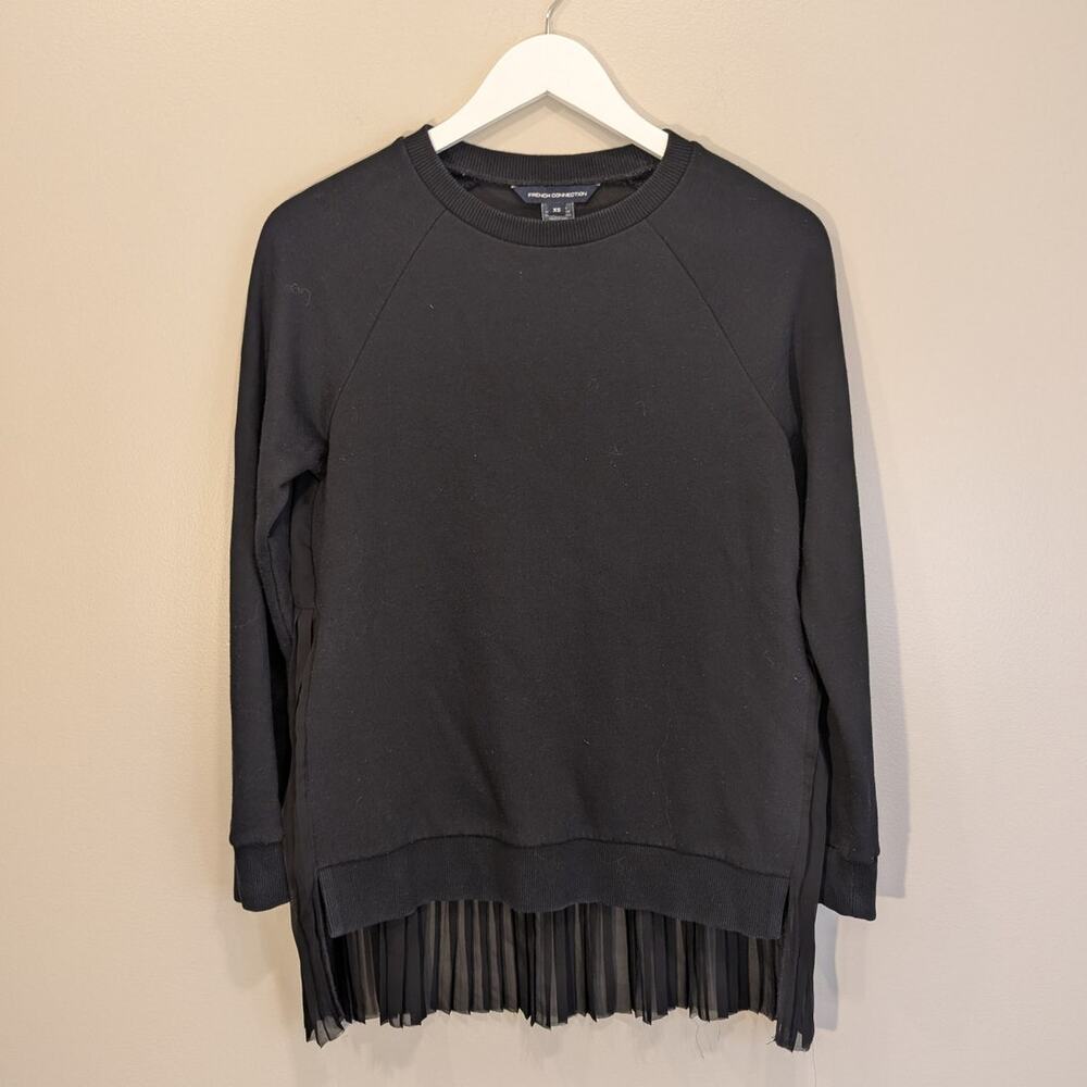 French Connection Sweater MixedMedia Sheer Pleats Classic Casual - Size XS